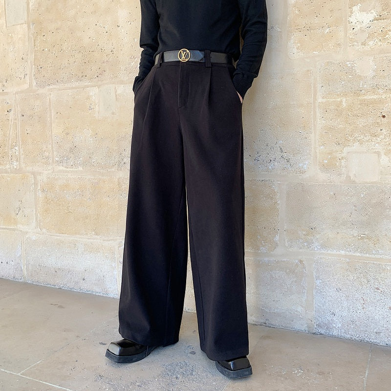 Men's Thick Wool Casual Wide-Leg Pants for Winter